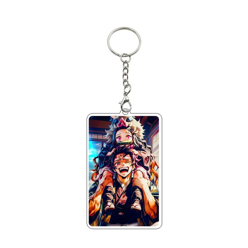 Fashion Anime Acrylic Keychain Accessories Tomioka Giyuu Kanroji Mitsuri Nezuko Cartoon Car Charm Pendant Gifts Toys Wholesale