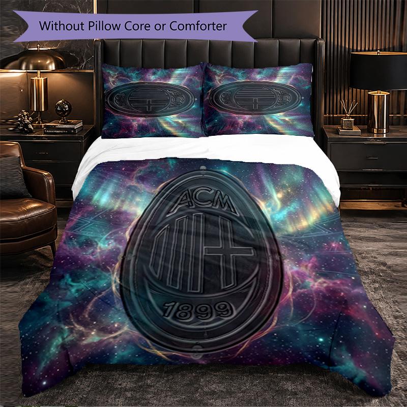 Set Lenzuola AC Milan Modello 3 Pezzi Morbida Copripiumino in Microfibra con Federe per Camera da Letto