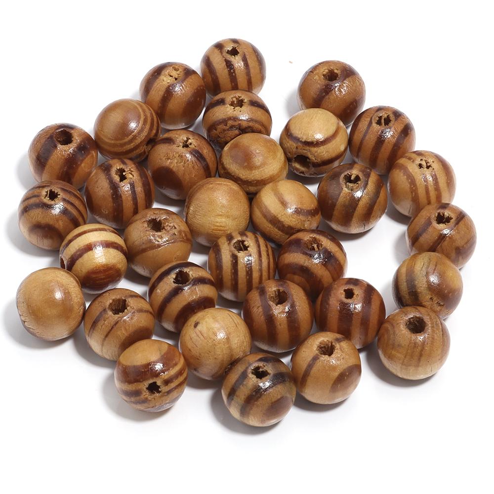20-300pcs/Lot Natural Pine Wood Beads Round Stripe Spacer Ball Bead for DIY Bracelet Necklace Jewelry Making Accessories