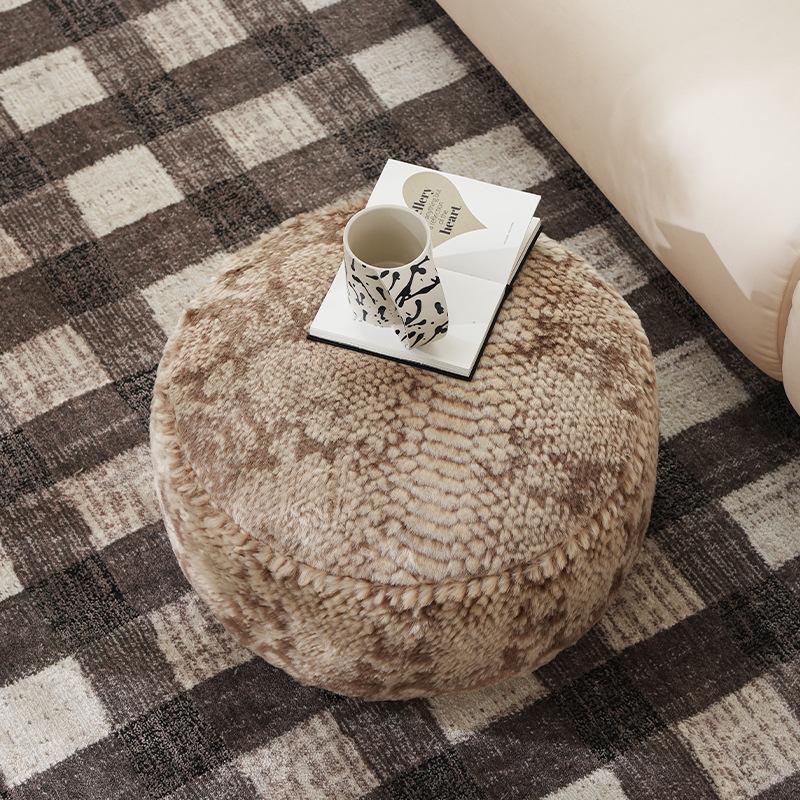Winter Plush Tatami Cushion Cover Home Decor Round Ottoman Cover Unstuffed Futon Japanese Sofa Seat Cushion Case No Filling