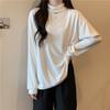 European & American Style Women's Velvet Bottoming Shirt - Autumn/Winter, Thick, Loose Half-High Collar, Long-Sleeved, Warm Plus Velvet T-shirt