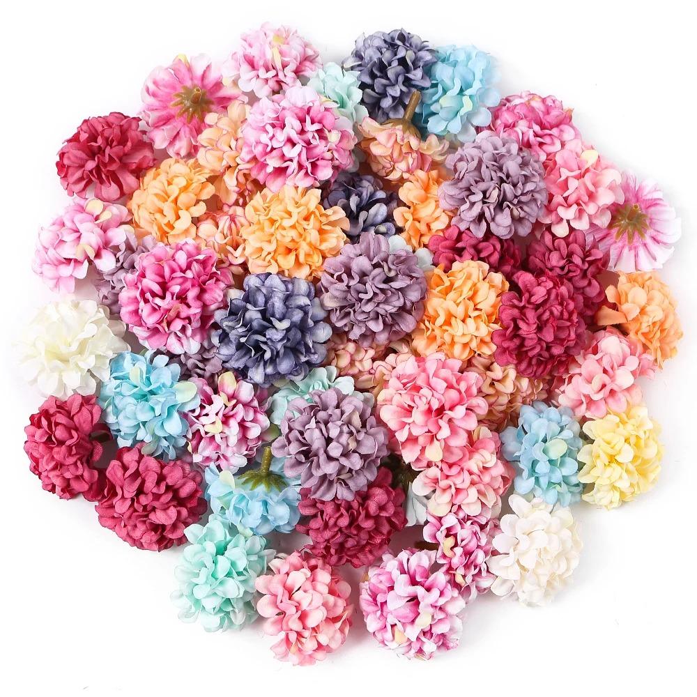 10/20/50Pcs Silk Artificial Flowers Heads Wedding Decoration For Home Room Decor Fake Flower Wall Cake Decor Craft Accessory