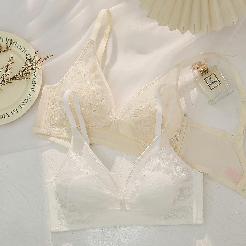 Female Thin Small Chest Bra Upper Support Gathering No Steel Ring Bra No Sponge Ultra-thin Bra Big Chest Small Chest