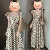 French Polka Dot Dress Women's Summer High-end Seaside Vacation Xiaofei Sleeve Temperament Waist A-word Long Skirt