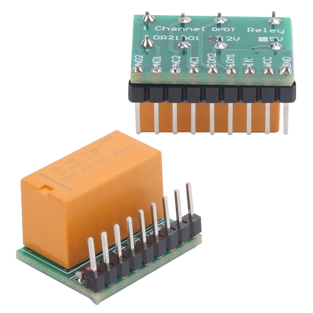DR21A01 Double‑Pole Double‑Throw Relay Module DPDT DC 5V/12V DPDT Relay Module Ultra Small Relay Module Industrial Control