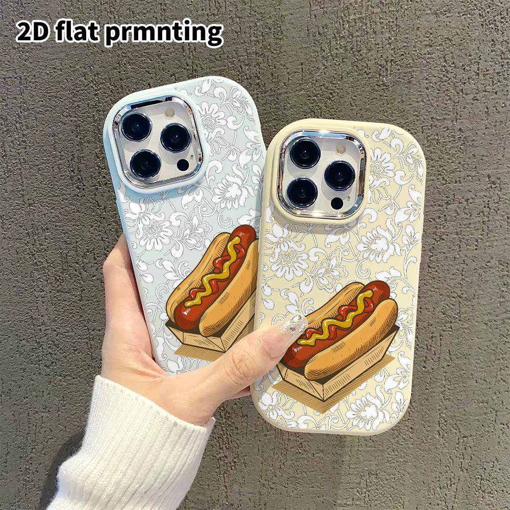 Phone Case: 2D flat design suitable for iPhone 18 17 16 15 14 13 Pro protective case, couple style, hot dog, Christmas and Halloween gifts