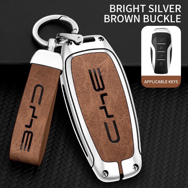 Zinc Alloy Leather Car Key Case Byd Song Plus Atto 3 Han Ev Dolphin Tang Dm Qin Yuan Dolphin Key Holder Car Key Case Key Chain