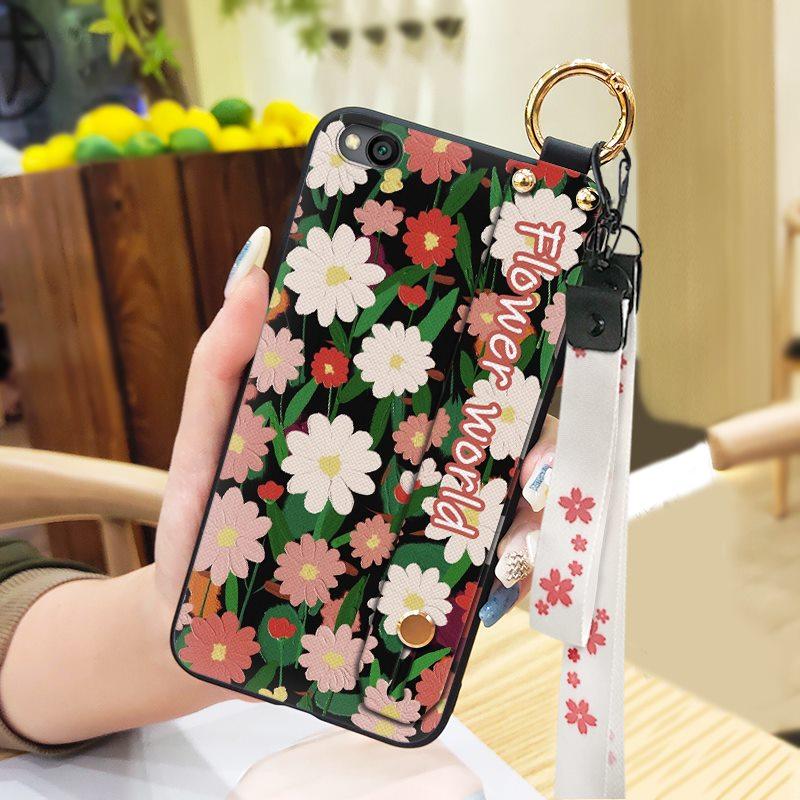 Soft Case Oil Painting Phone Case For Xiaomi Redmi GO Flower Durable Dirt-resistant Kickstand Protective Wristband Ring