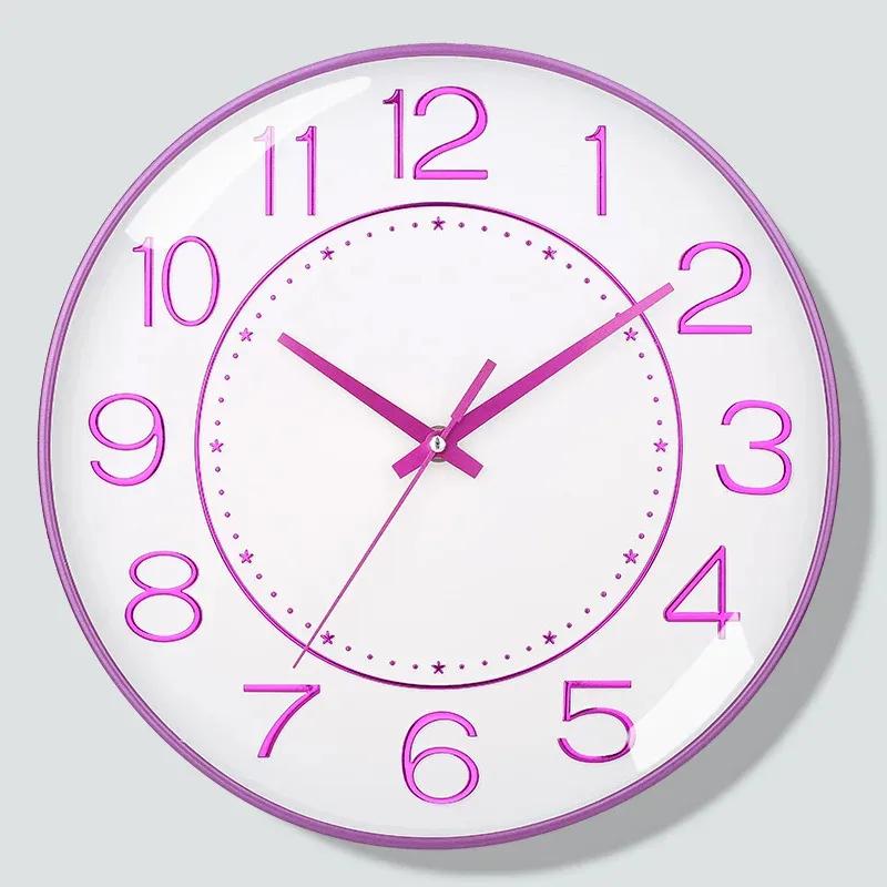

8-дюймовые настенные часы в простом стиле, декор для гостиной, дома, цифровые часы, современный дизайн, качающийся маятник, украшение для спальни, офис 8 inch фиолетовый