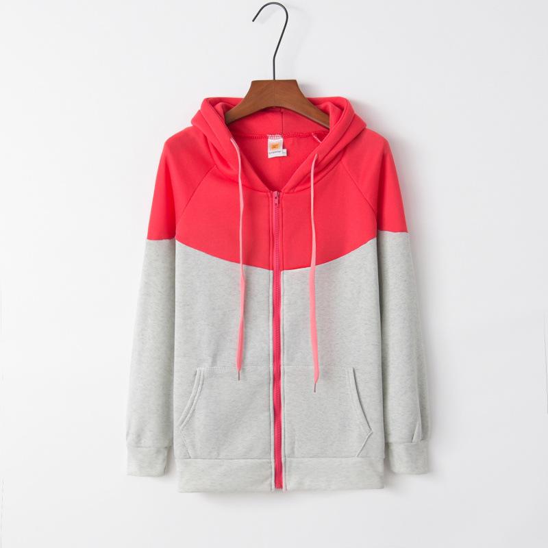 Women's 2019 Korean Style Hooded Fleece Zip-Up Sweatshirt Jacket