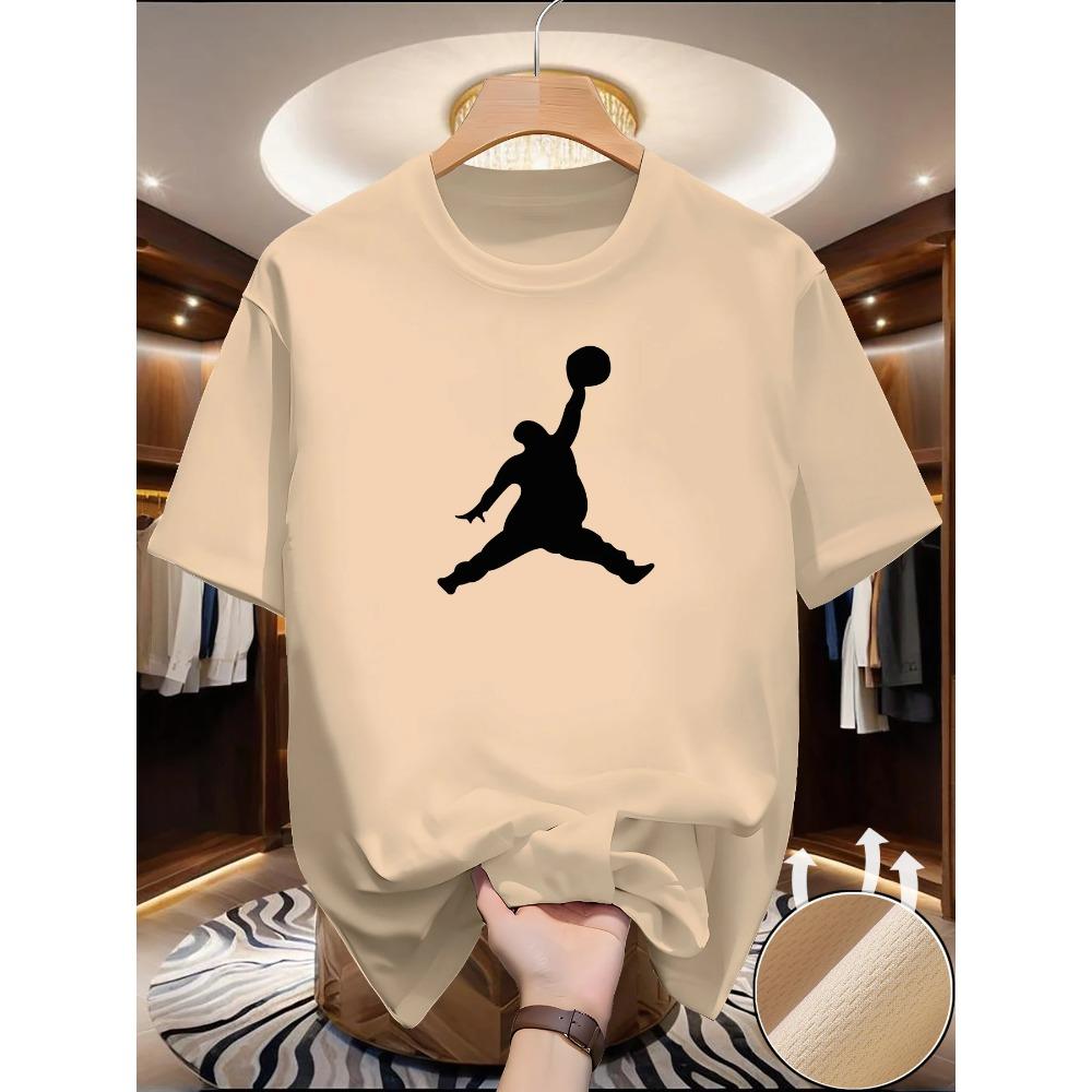 

Spring Summer Casual Men s T-Shirt Basketball Print Soft Loose Round Neck Versatile Comfortable Short Sleeve Cotton T-Shirt S
