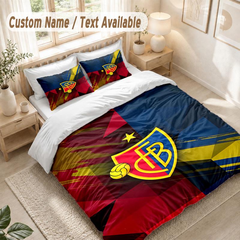 FC Basel Bedding Set, 1 Duvet Cover & 2 Pillowcases Soft Comfortable Bedroom Home Textile Decor