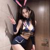Midnight Bunny Police Officer Lingerie Set for Women - Open Crotch No-Take-Off Cosplay Uniform Erotic Costume