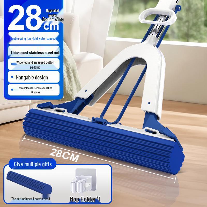 Sponge Mop: Foldable, Hand-Free Cotton Mop for Easy Water Absorption