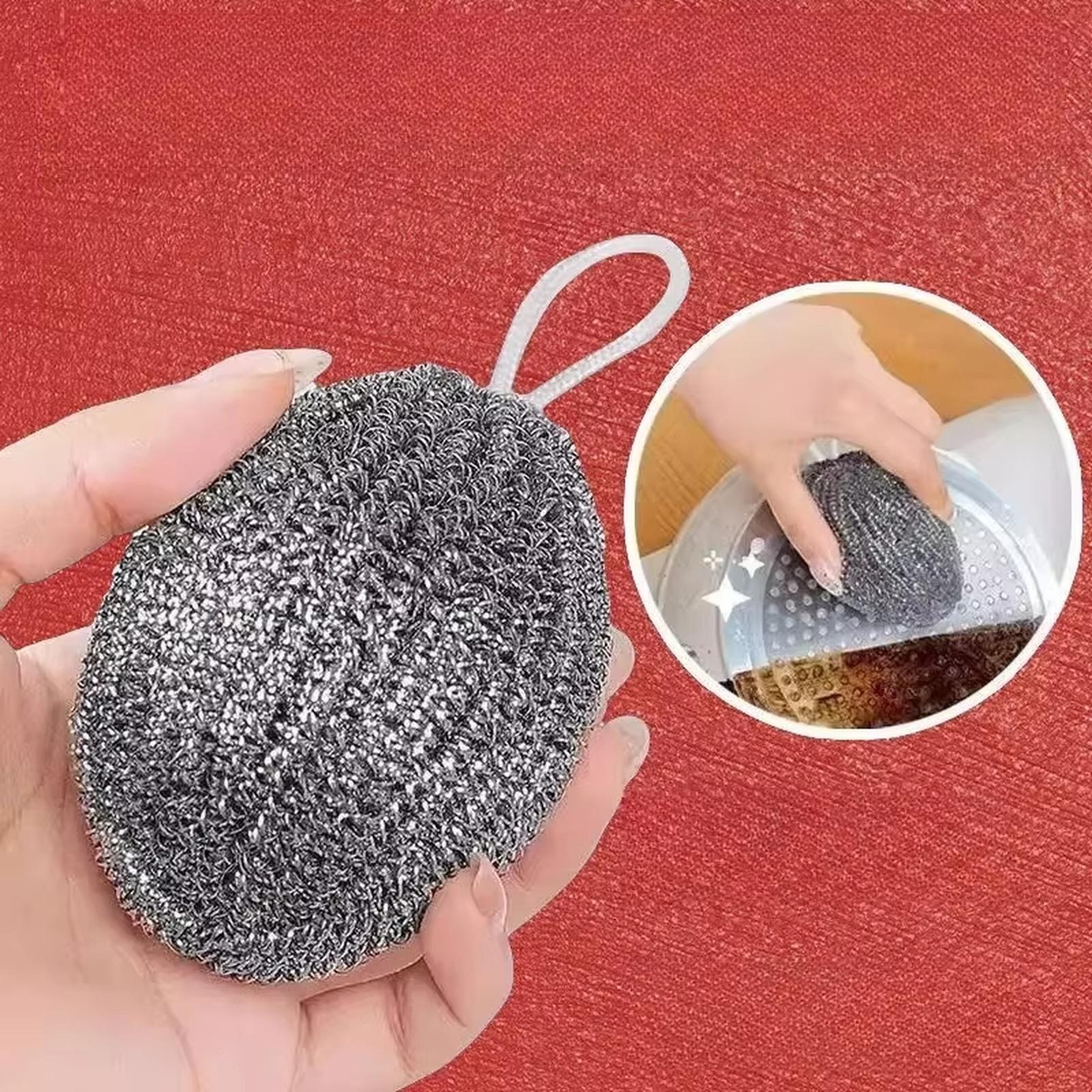 

Нержавеющая сталь с веревкой для подвешивания, Не осыпающийся чистящий шар для мытья посуды на кухне one size серебряный