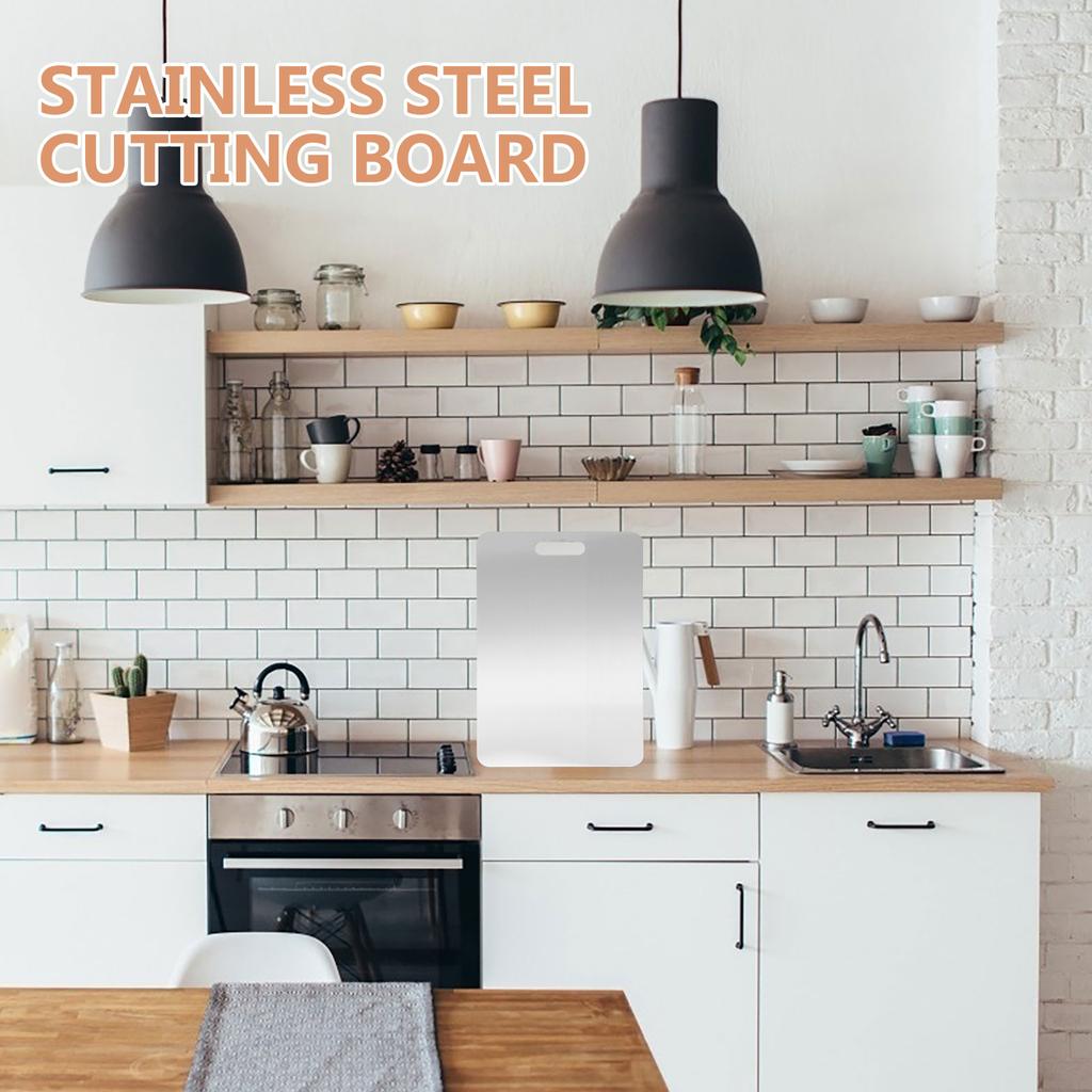 Stainless Steel Chopping Board Meat Cutting Block for Kitchen Walnut Sink Choppinng