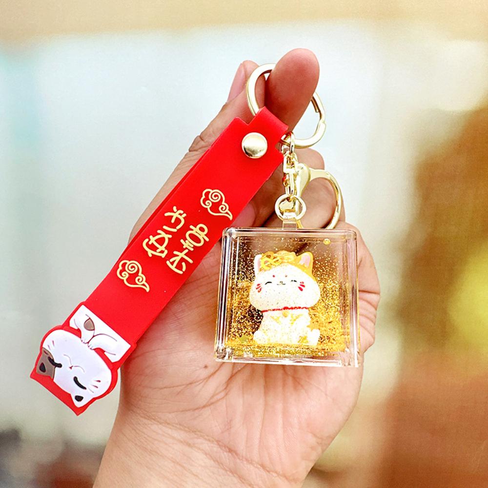 Maneki Neko Keychain Mini Lucky Cat Stress Relief Gift School Bag Charm Car Decor Cute Fashion Keychain