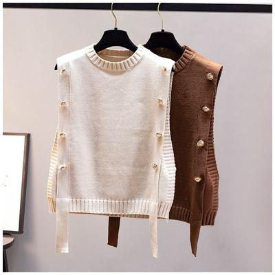 Damenweste Frühling und Herbst Oberbekleidung Pullover Pullover 2023 Mode lässig neue Damen ärmelloses Rundhals-Stricktop