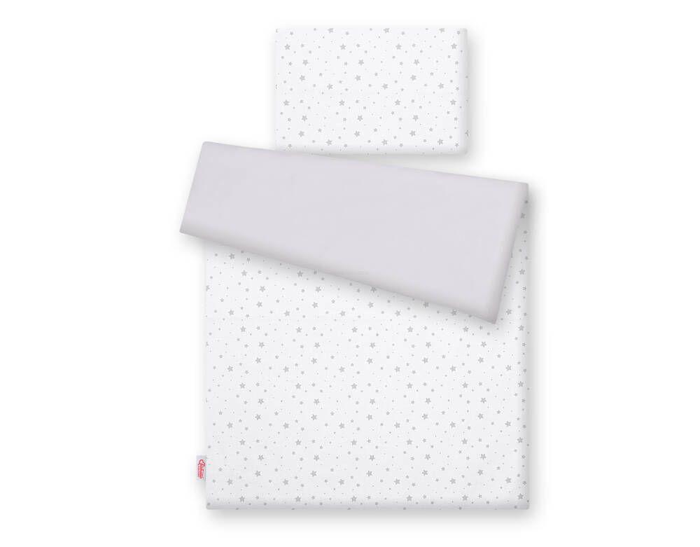 Double-sided 2-piece Cotton Children's Bedding Set - Mini Gray Stars On a White Background/gray