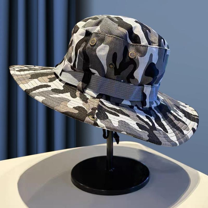 Bucket Hat Men's Tide Summer Outdoor Four Seasons Mountaineering Western Cowboy Hat Sunshade Sun Protection Camping Hat