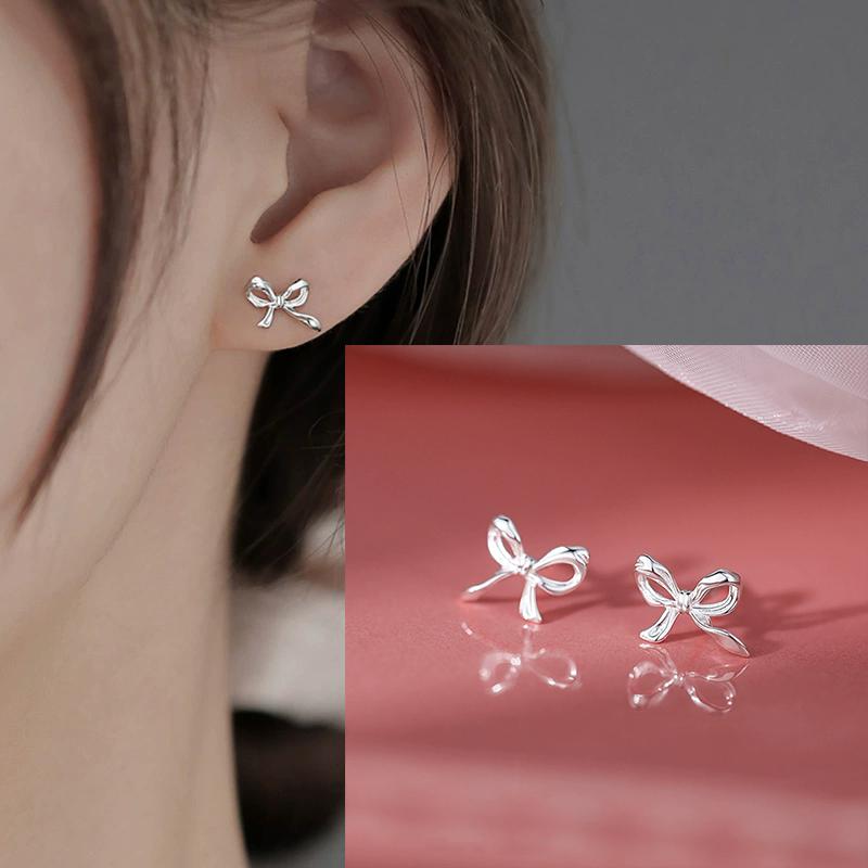 925 Silver Bow Knot Ear Clip for Women Girl Ribbon Design Ballet Style Sweet Jewelry Gift