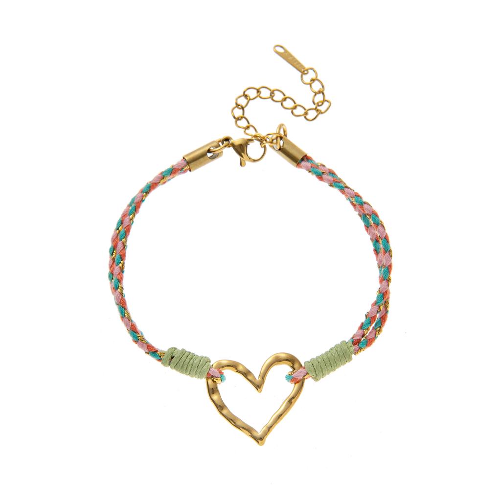 Stainless Steel New Fresh Love Sun Colored Rope Dopamine Bracelet Women's Gold Plated Color Preserving