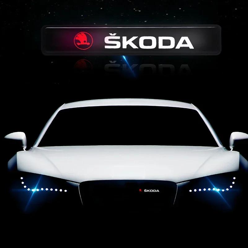 Auto Voorgrille LED Embleem Badge Licht Decoratie voor Skoda Octavia 2 A7 Tour RS Fabia 1 Rapid Kodiaq Superb Kamiq Yeti Karoq