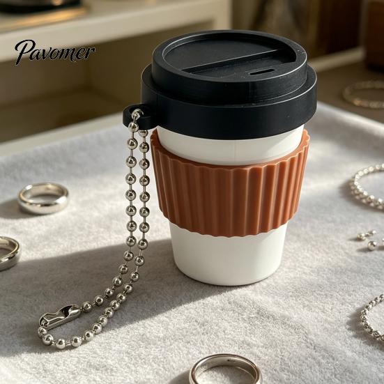 Students Clicker Toy 3D Printed Coffee Cup Clicker, Press Fidget for Finger Stress Relief, Backpack Hanging with Ball Chain Mini