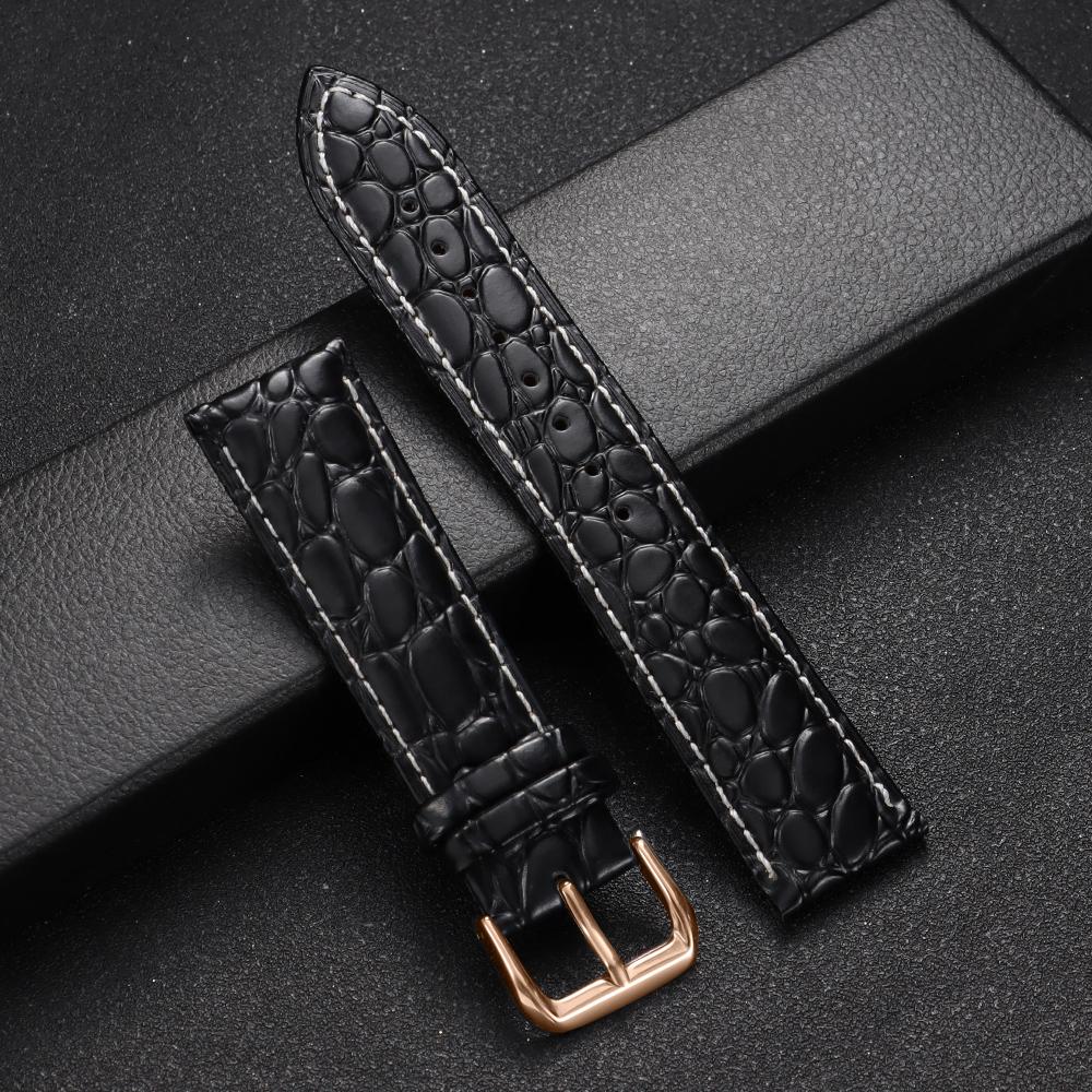 Crocodile Pattern Design Leather Watchband 12/14/16/17/18/19/20/21/22/24mm Soft Watch Straps Men Women Casual Business Wristband