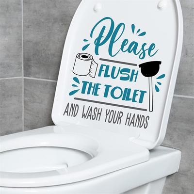 Flush The Toilet Pvc Toilet Stickers Creative Washroom Toilet Stickers Removable Pvc Waterproof Self-Adhesive Decals