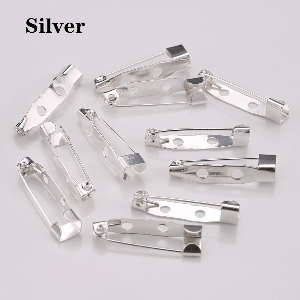 50pcs 15-35mm Brooch Clips Pin Base Silver Gold Safety Pins Brooch Blank Base Settings for DIY Jewelry Making Findings Supplies