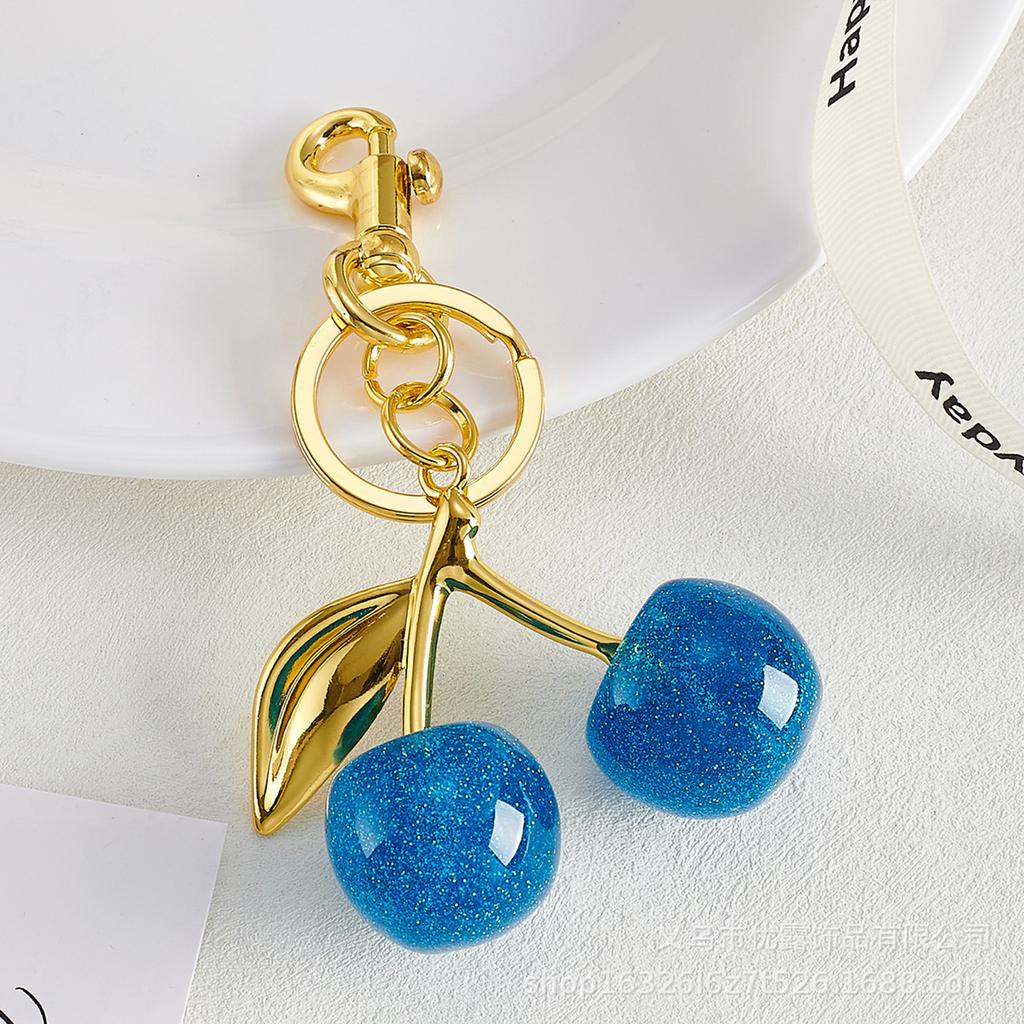 Cherry Resin Alloy Keychain Handmade Fruit Charm for Bags and Keys Fashion Handbag Accessories Jewelry for Wallet