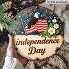 2D Flat, 1pc Independence Day Decor Metal Aluminum Sign, Home, Holiday Decor Ornaments, Suitable for Room, Outdoor, Porch Decor, Friendship Gift