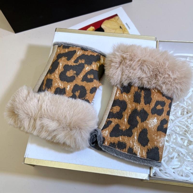 Fashion Artificial Rabbit Furs Gloves Women Girls Winter Thicken Warm Mittens Fingerless Soft Plush Stretch Gloves