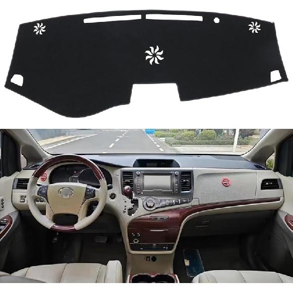Dash Cover Mat  Fit For Toyota Sienna 2011-2014, Dashboard Cover Pad Carpet Protector (Black)
