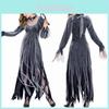 New Women's Halloween Horror Bride Zombie Costume In Black Ideal For Parties