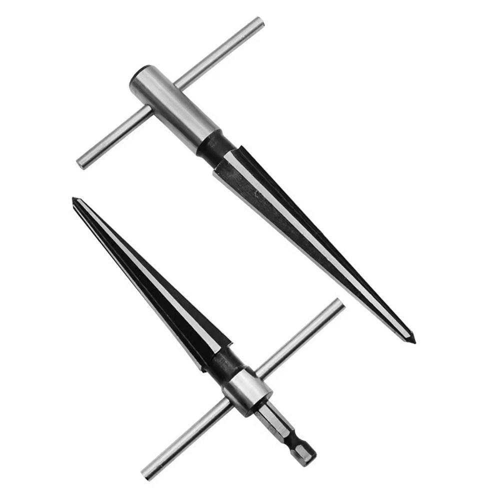 2Pcs/Set Carbon Steel Chamfer Taper Reamer Set Round Shank Hole Opener Durable Tapered Reamer Tool