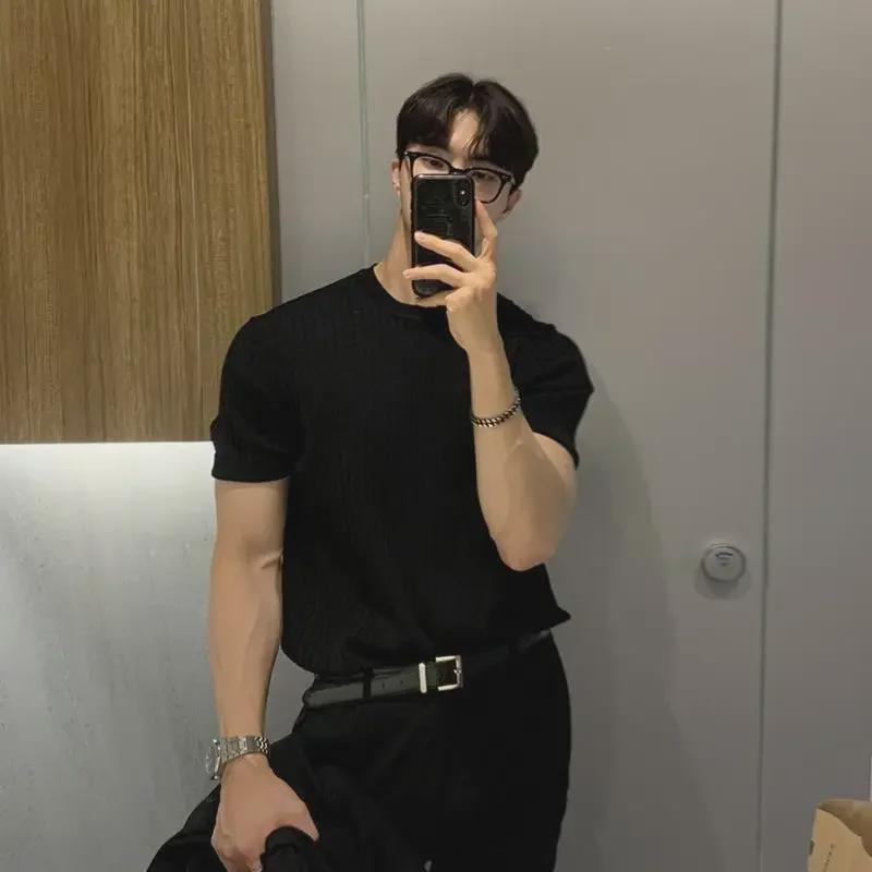 Trendy Slim-Fit Sommer-Strick-T-Shirt für Herren – Leicht & Atmungsaktiv Rundhals