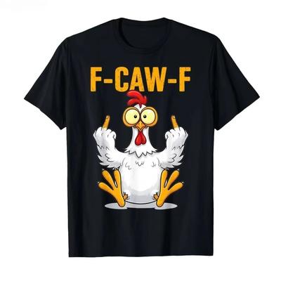 Lustige Oberteile F Caw F Huhn FCAWF Hühnchen T-Shirt Herren Damen Baumwolle T-Shirts Rundhals Kurzarm T-Shirts Geschenkidee Kleidung