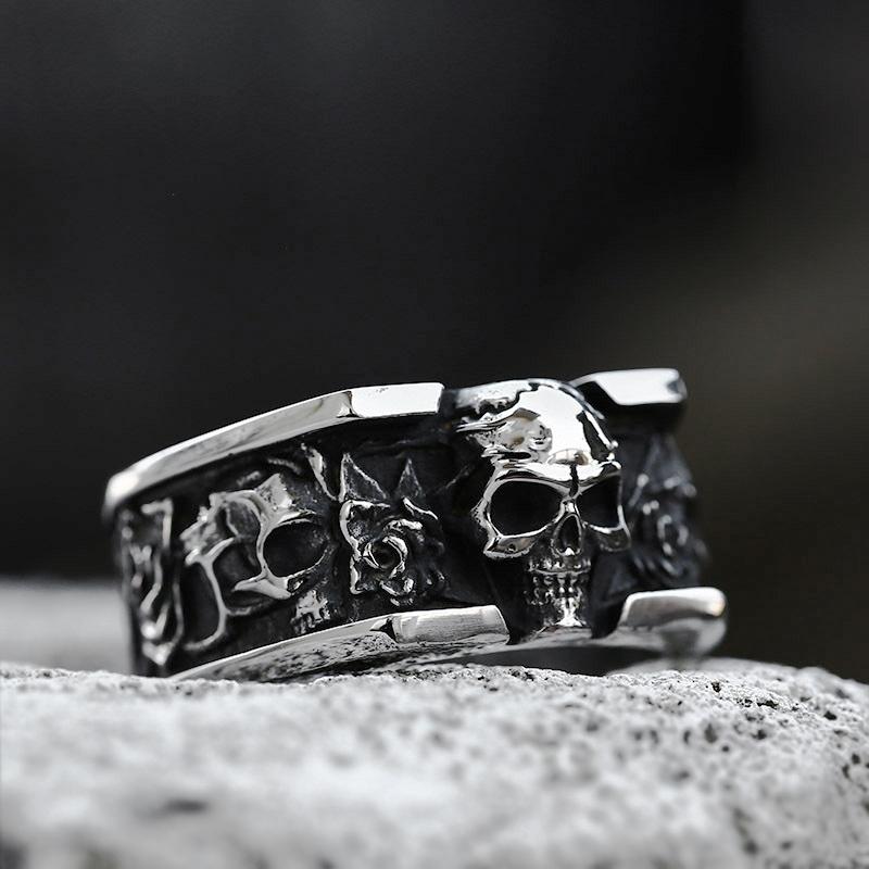 Vintage Gothic Skull Rings for Men Women Punk Hip Hop Party Skull Stainless Steel Ring Fashion Jewelry Gift Wholesale Size 7-13