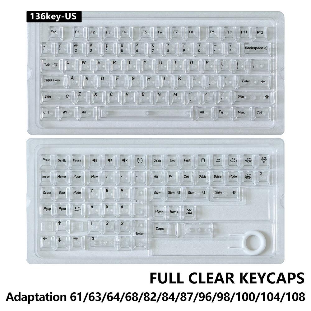 Full Transparent Transparent Keycaps Ice Transparent Color Keycaps Mechanical Keyboard Keycaps Crystal Clear ABS