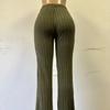 2025 Women's Fashion High-Waisted Flared Pants Slim Fit Solid Color Casual Long Trousers for Autumn Winter
