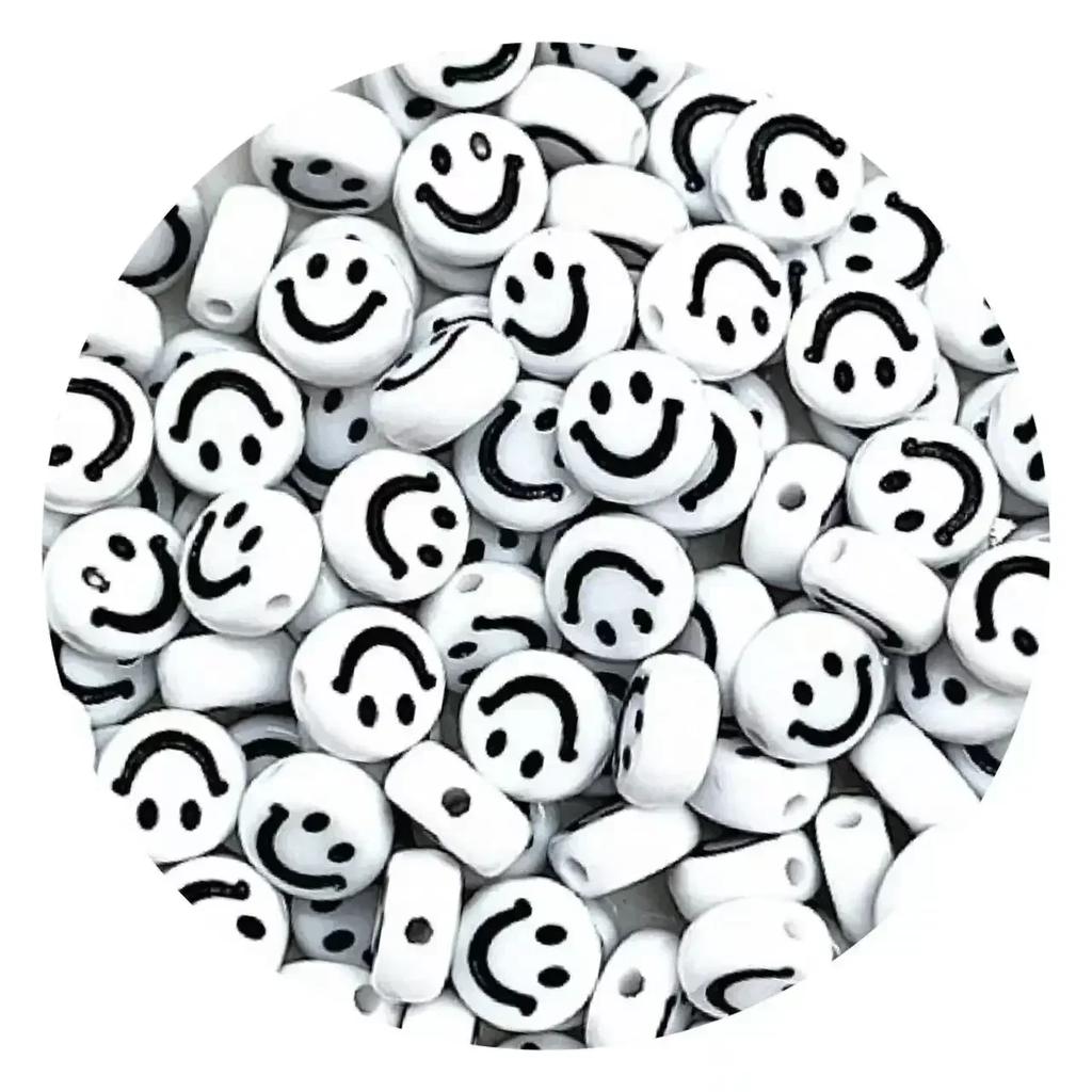 100-500PCS Mixed Colorful Acrylic Happy Face Beads Acrylic Smiling Face Spacer Beads for Bracelet Necklace DIY Jewelry Making