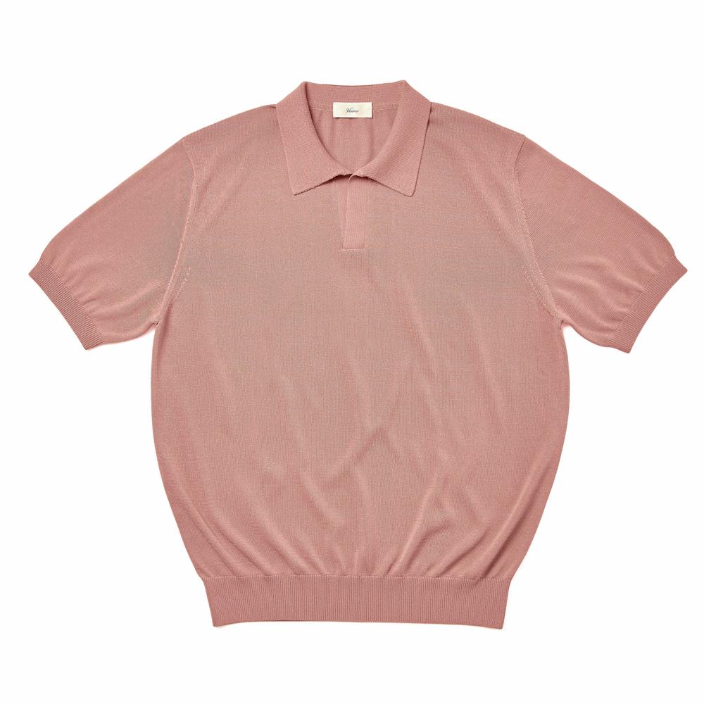 Berno Linen Like Open Collar Knit Pink L