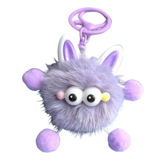 Cute Plush Fur Ball Keychain Unique Briquette Pendant Novelty Fluffy Keys Bag Charm Trendy Bag Accessory