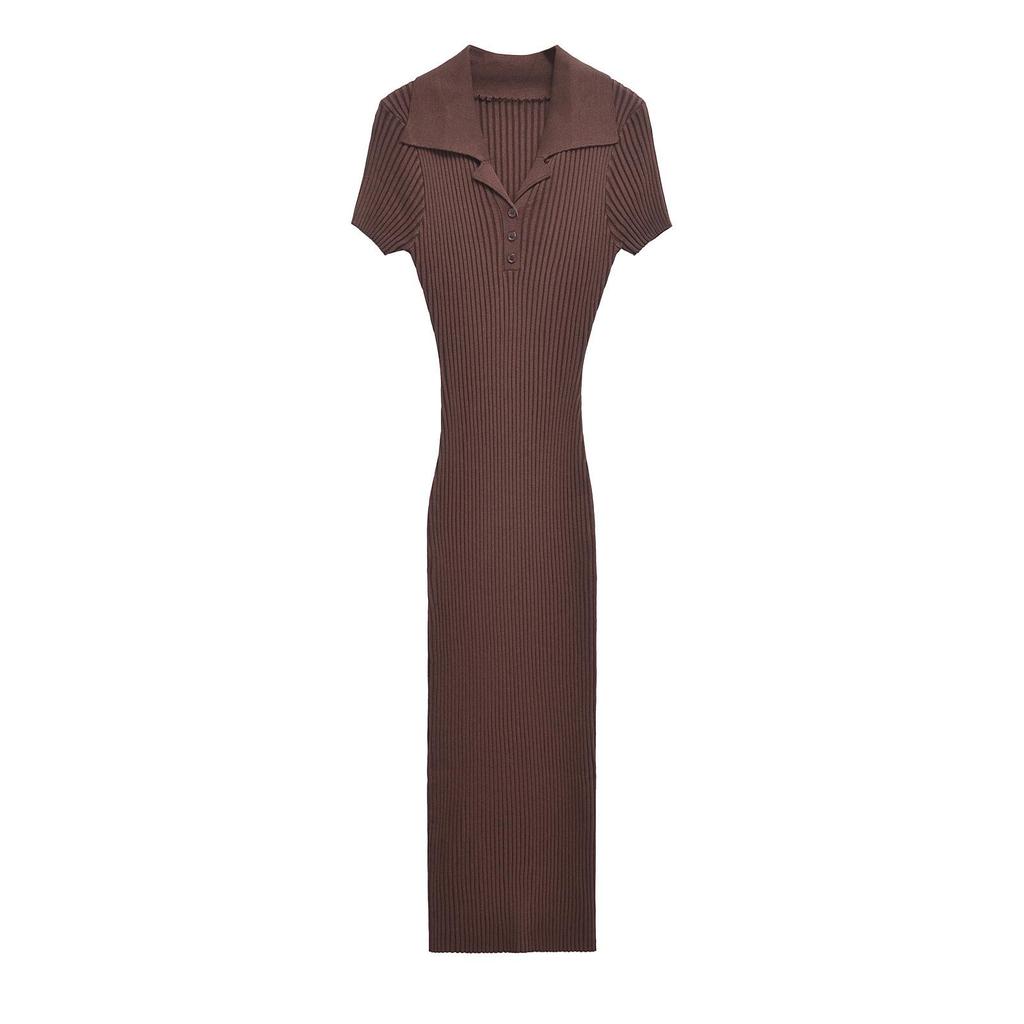 ZARZ Women's Classic Ribbed Knit Long Dress - European & American Style