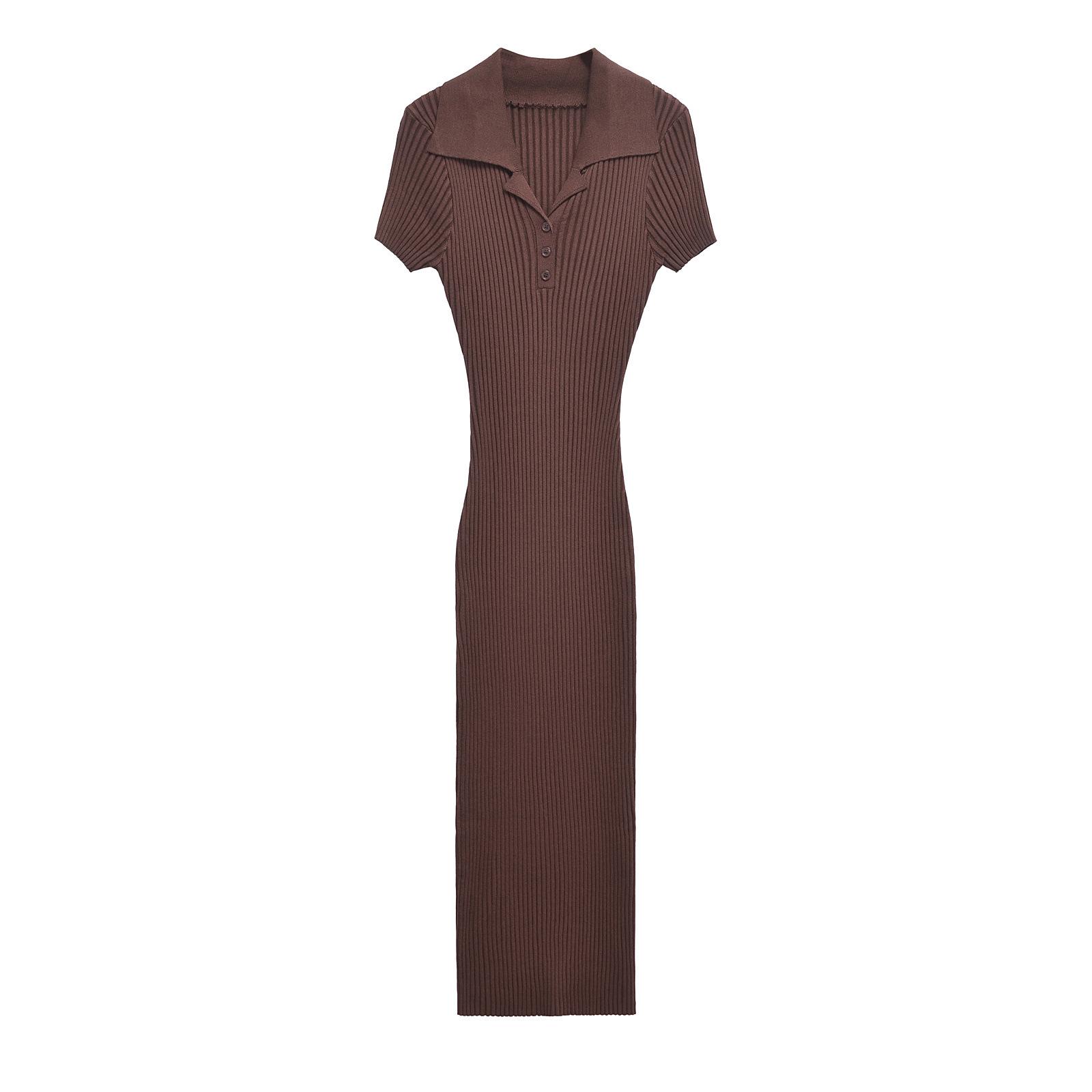 

ZARZ Женское классическое трикотажное платье в рубчик - Европейский и американский стиль Small