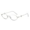Trend street glasses men's new half frame trimmed sunglasses women oval Internet celebrities gradual change color sunglasses