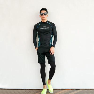 Herren 3-teiliges schnelltrocknendes Langarm-Rashguard-Bade-Set