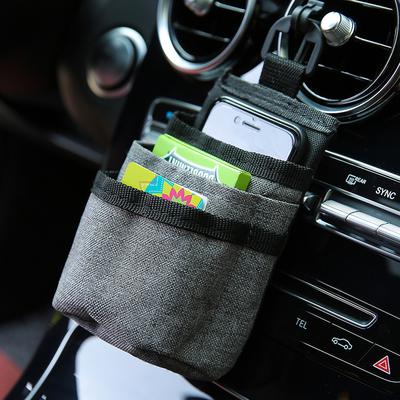 Car Vent Mount Storage Pouch with Charging Cable Hole Vehicle Organizer for Phone Power Bank Documents Car Accessory Bag
